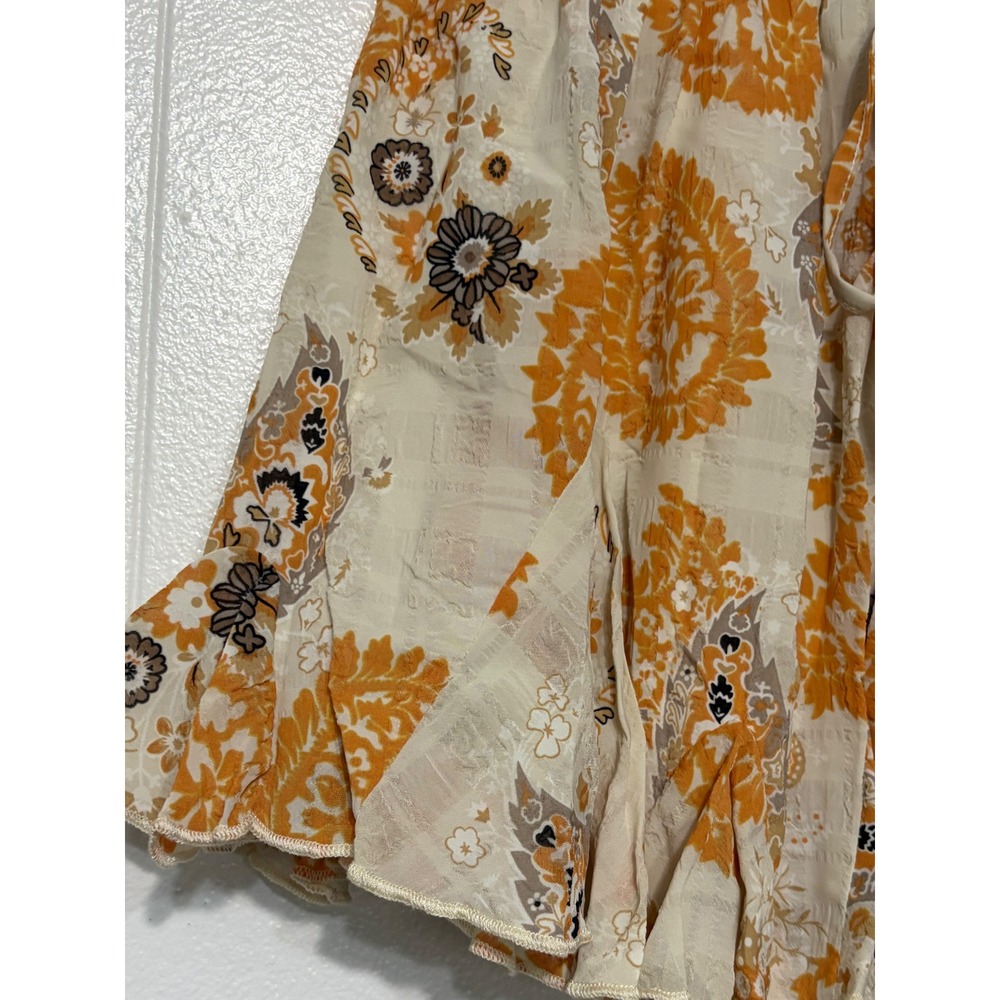 Bishop + Young Splendor Flare Skirt Montecito Print Orange Floral Mini Small NWT - Picture 2 of 9
